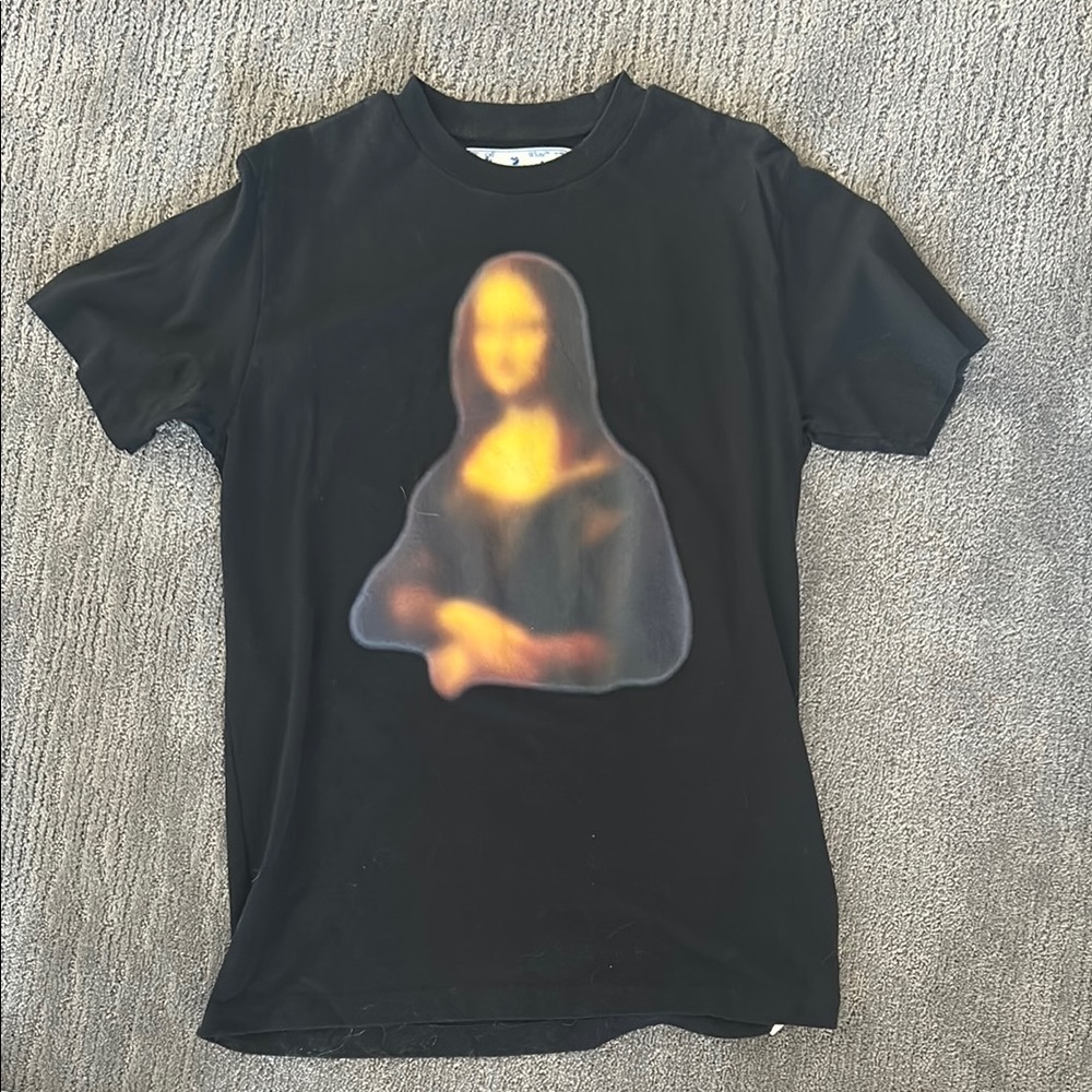 Off White Black T-Shirt with Mona Lisa Print
